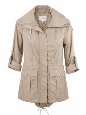 BCBGeneration Utility Jacket XS Taupe Lightweight Hooded Coat